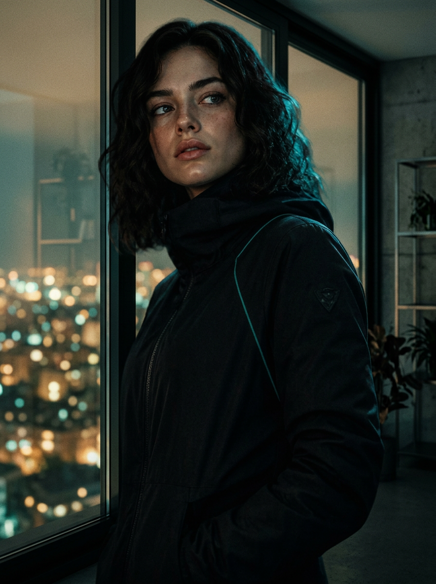 A personagem Nova em uma cena de apartamento, com a mesma identidade visual